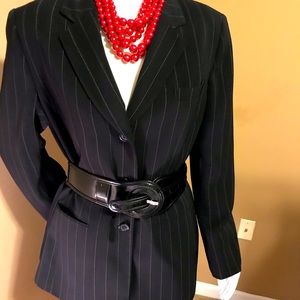 Kasper Black Pin Striped Blazer